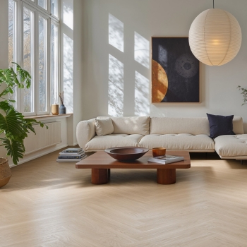 Boen Herringbone Oak Pale White Andante Matt Lacquer 137mm