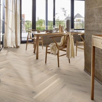 Boen Click Herringbone Oak Pale White Vivo Brushed Parquet