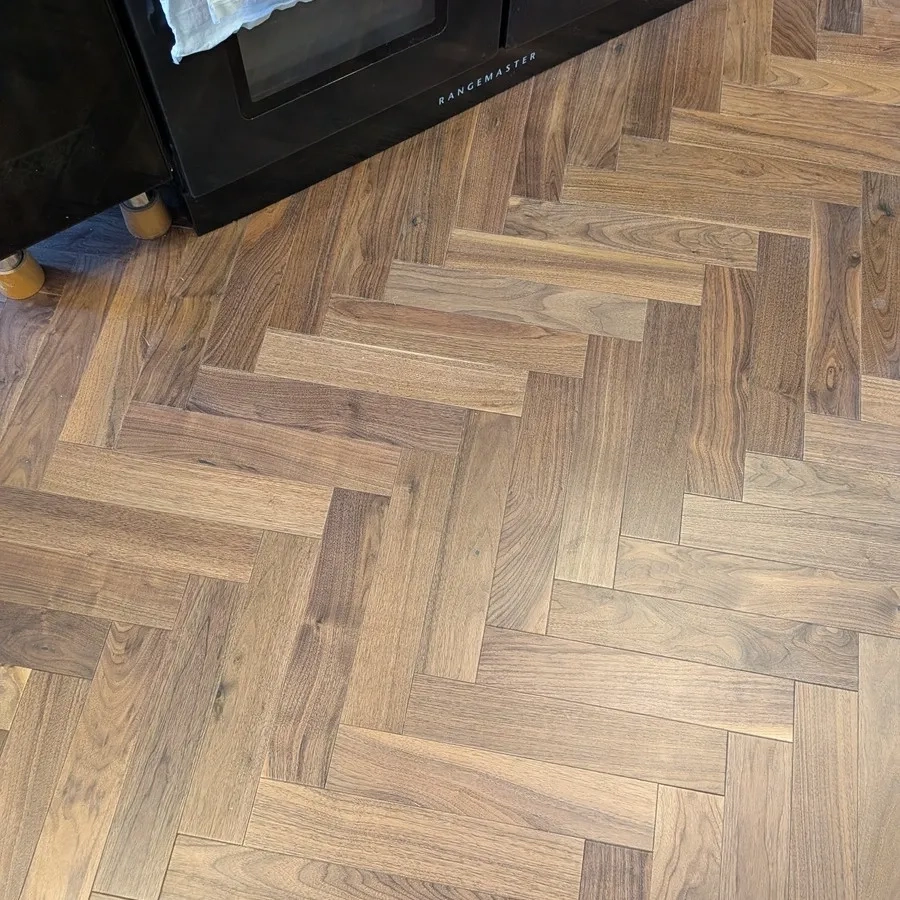 Woodland Prime Grade Walnut Lacquered Herringbone Parquet